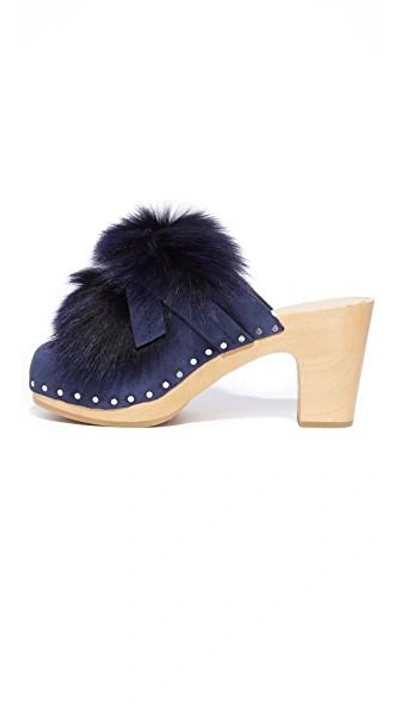 Shop Loeffler Randall Phillips Platform Fur Clog Mules In Eclipse/eclipse