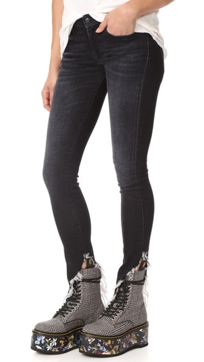 R13 Kate Skinny Jeans In Dark Moon With Angled Hem