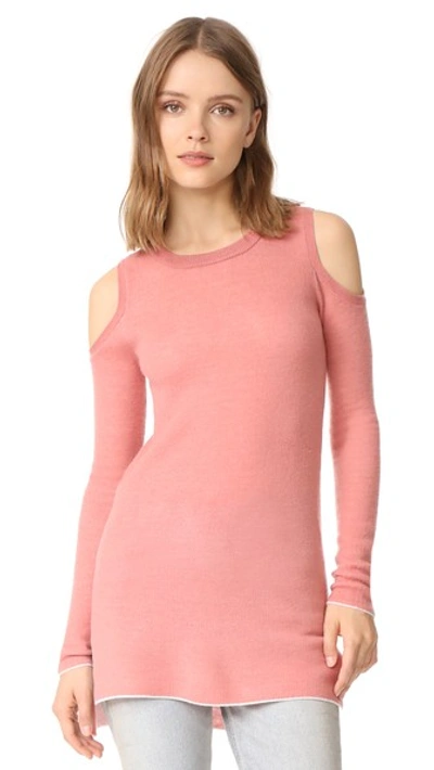 Alice And Olivia 'wade' Cold Shoulder Cashmere-wool Sweater In Dusty Rose