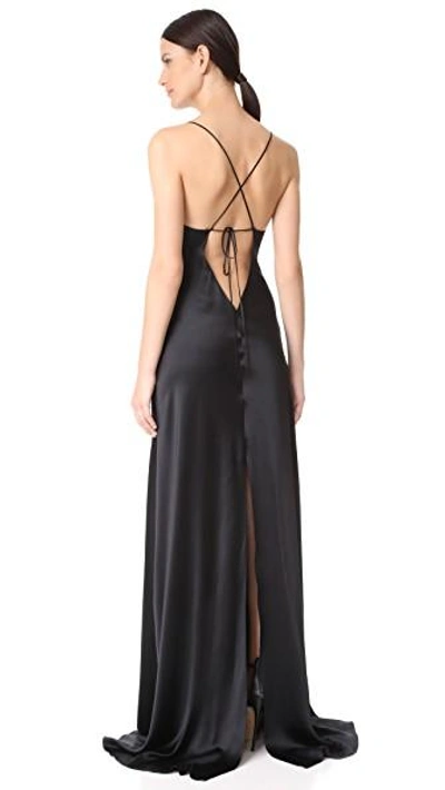 Shop Juan Carlos Obando Satin Cowl Neck Gown In Onyx