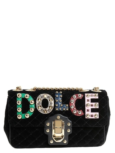 Dolce & Gabbana Lucia Velvet Shoulder Bag In Black | ModeSens