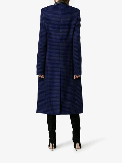 Shop Haider Ackermann Houndstooth Velvet Collar Coat In Blue