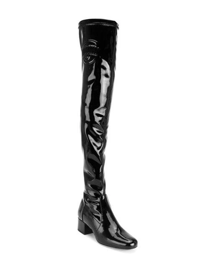 Chiara Ferragni 40mm Eye Stretch Faux Patent Boots In Black | ModeSens