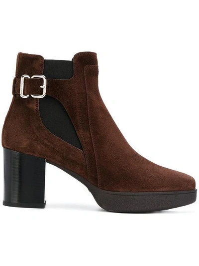 Shop Tod's Platform Ankle Boots In Brown