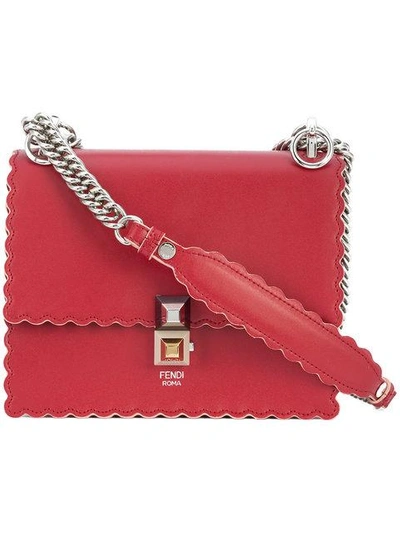 Fendi Kan I Small Leather Cross-body Bag In Red