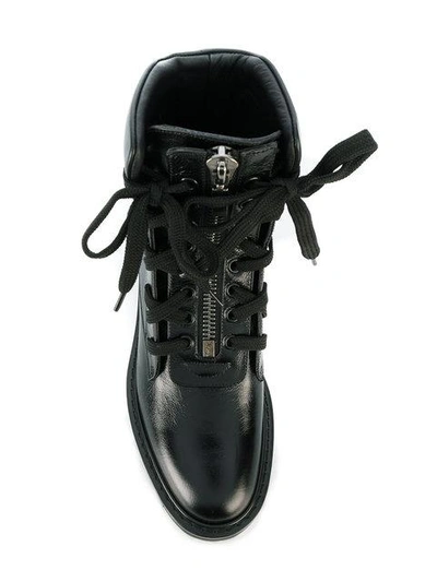 Shop Saint Laurent William 25 Front Zip Boots - Black