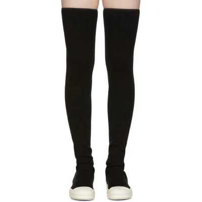 Shop Rick Owens Drkshdw Black Wool Stocking Over-the-knee Boots