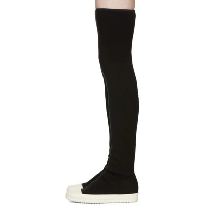 Shop Rick Owens Drkshdw Black Wool Stocking Over-the-knee Boots