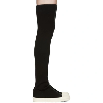 Shop Rick Owens Drkshdw Black Wool Stocking Over-the-knee Boots