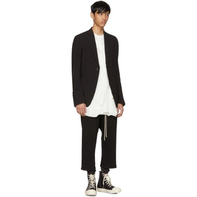 Shop Rick Owens Drkshdw Black Fleece Cropped Drawstring Lounge Pants