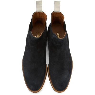 Shop Common Projects Black Waxed Suede Chelsea Boots