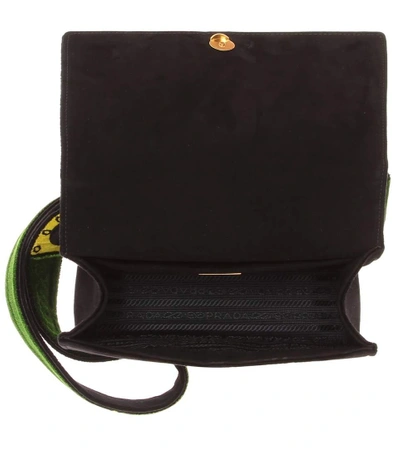 Shop Prada Velvet Shoulder Bag In Green