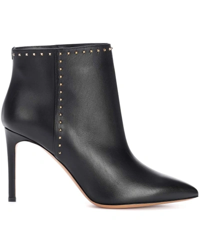 Shop Valentino Garavani Leather Ankle Boots In Black