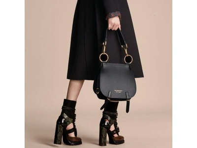 Shop Burberry The Bridle Bag In Leather And Rivets In Black
