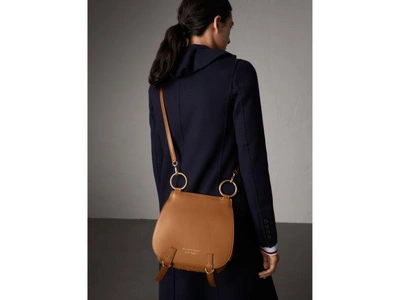 Shop Burberry The Bridle Bag In Leather And Rivets In Tan