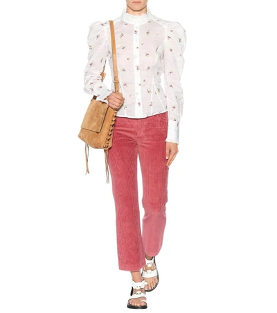 Shop Isabel Marant Reo Cropped Corduroy Trousers In Rosewood