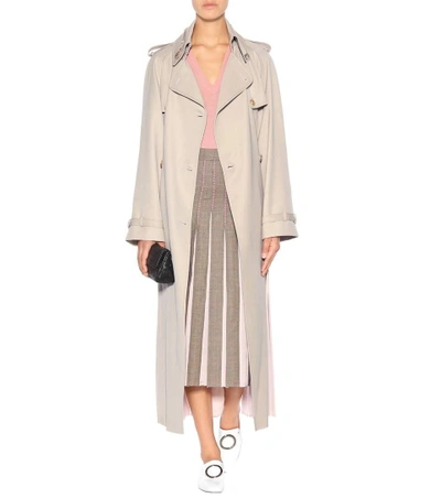 Shop Gabriela Hearst Pleated Wool Trench Coat In Khaki