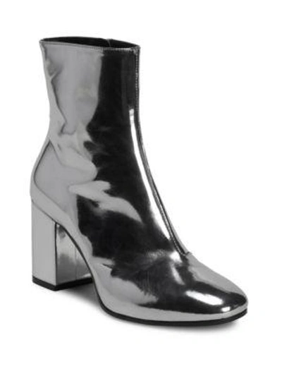 Balenciaga Silver Ville Patent Leather Heeled Ankle Boots