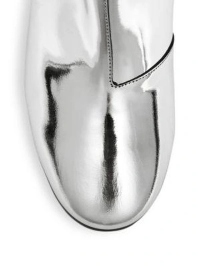 Shop Balenciaga Metallic Leather Block Heel Booties In Argent