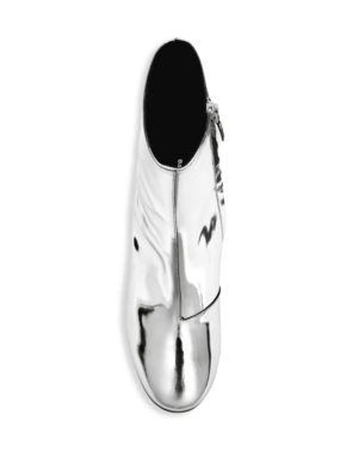 Shop Balenciaga Metallic Leather Block Heel Booties In Argent