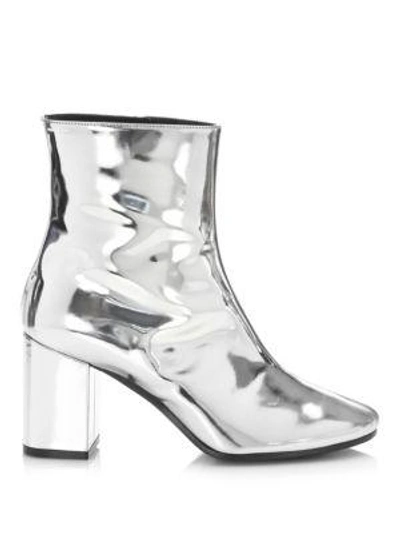 Shop Balenciaga Metallic Leather Block Heel Booties In Argent