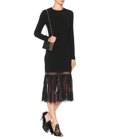 Shop Stella Mccartney Tulle-panelled Crêpe Dress In Black