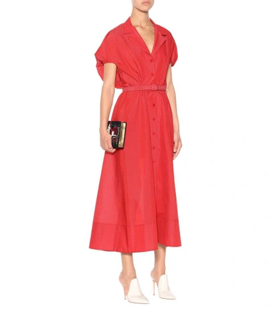 Shop Rosie Assoulin Cotton-blend Dress In Aurora Red