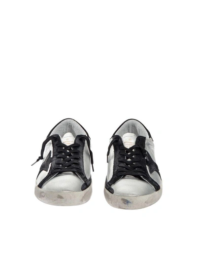 Shop Golden Goose Superstar Leather Sneakers In Silver - Black