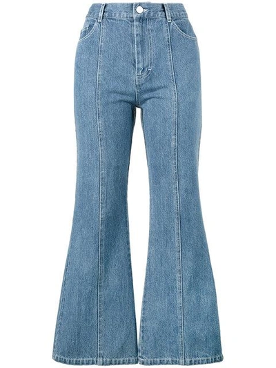 Shop Sandy Liang Tinder Flared Jeans In Blue
