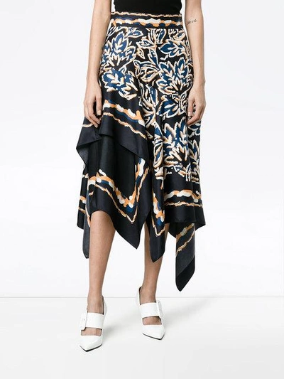 Shop Peter Pilotto Silk Scarf Asymmetrical Skirt
