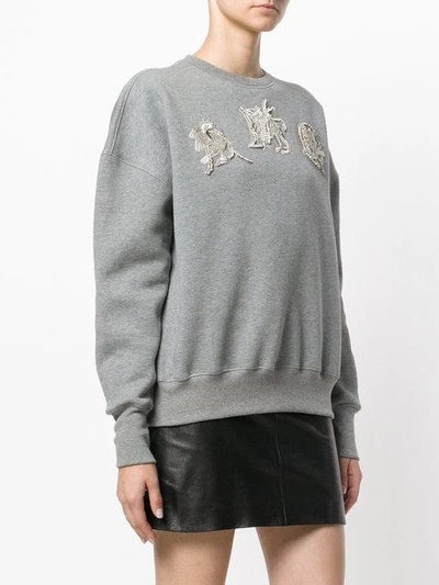 Shop Alexander Mcqueen Amq Embroidered Sweatshirt In Grey