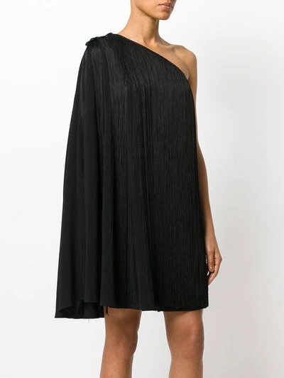 Shop Saint Laurent Single Sleeve Fringed Dress In Black