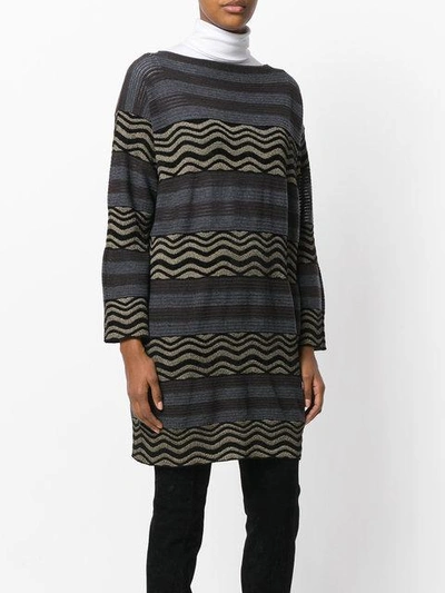 Shop Antonio Marras Striped Jumper Dress - Grey