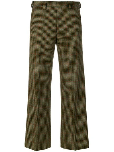 Shop Maison Margiela Fancy Check Cropped Trousers In Yellow