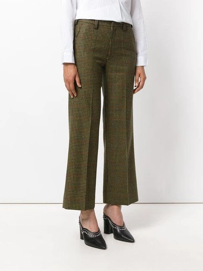 Shop Maison Margiela Fancy Check Cropped Trousers In Yellow