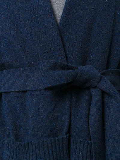 Shop Maison Margiela Reversible Tie Front Cardigan - Blue