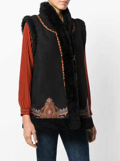 Shop Etro Embroidered Gilet Jacket - Black