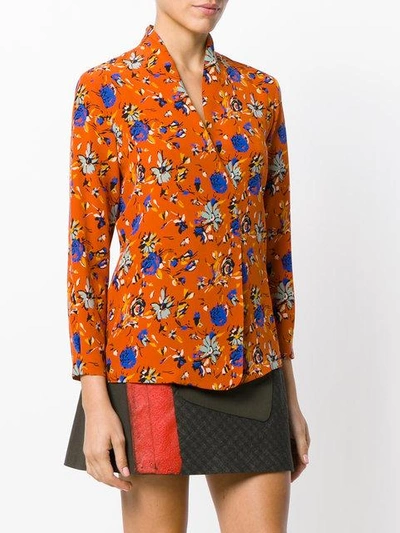 Shop Etro Floral Embroidered Blouse In Brown