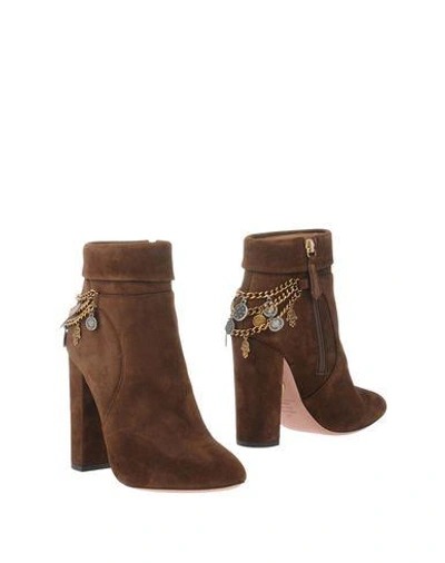 Shop Aquazzura Ankle Boot In Dark Brown