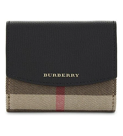 Shop Burberry Luna Checked Wallet In Black