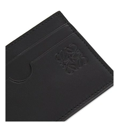 Shop Loewe Plain Leather Card Holder In Black/khaki Green