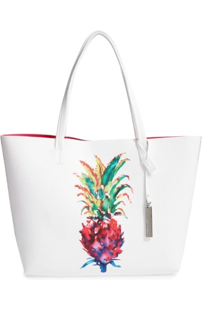 Vince Camuto Maro Faux Leather Tote - White In Pineapple Print White