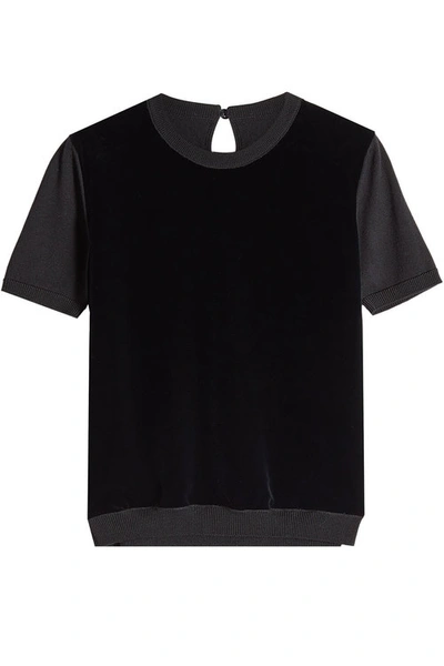 N°21 Wool Top With Velvet In Black