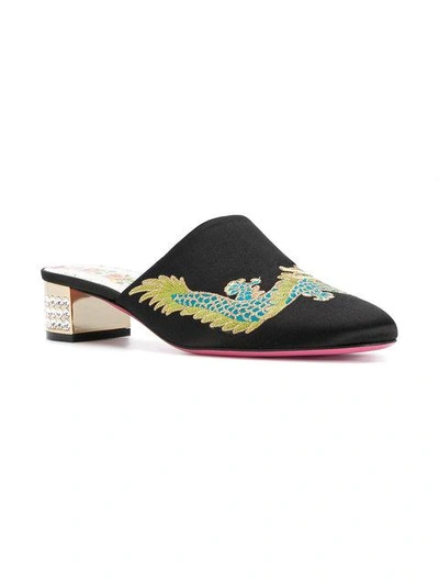 Shop Gucci Embroidered Mules In Black