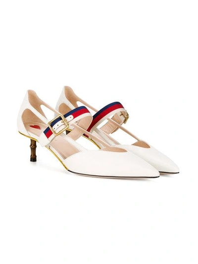 Shop Gucci White Sylvie 55 Kitten Heels In 9082 White