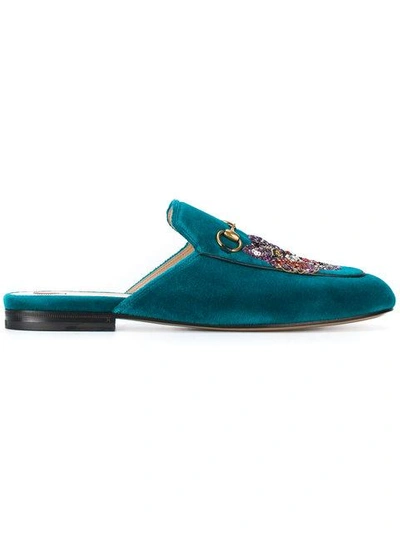 Shop Gucci Princetown Slippers In 4470 Blue