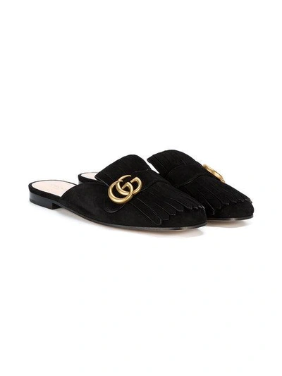 Shop Gucci Gg Marmont Slippers - Black