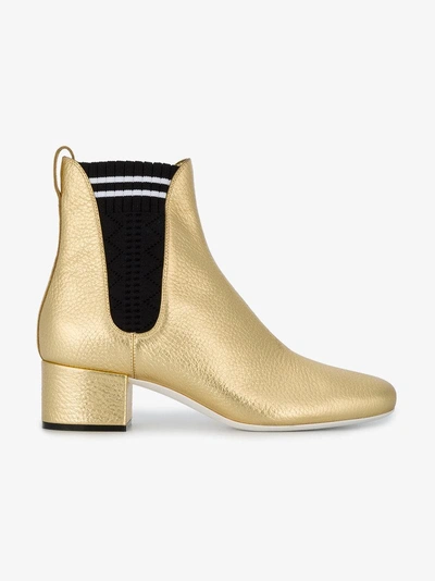 Shop Fendi Gold Chelsea Boots In Metallic