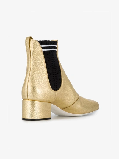Shop Fendi Gold Chelsea Boots In Metallic