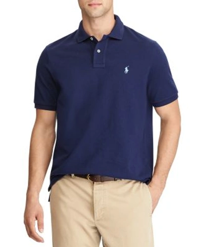 Shop Polo Ralph Lauren Weathered Mesh Custom Slim Fit Polo Shirt In Boston Navy